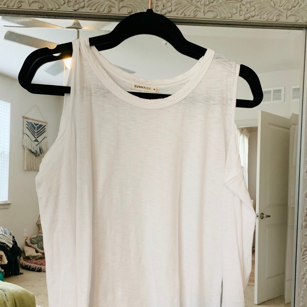 White cold-shoulder tee